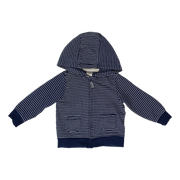 Camperita con capucha jogging azul rayas blancas T. 1A