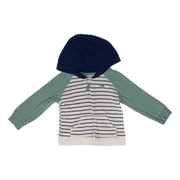 Camperita con capucha jogging a rayas verde y azul T. 1A