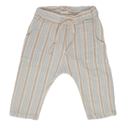 Pantalón a rayas lino celeste, blanco y beige