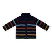 Campera polar azul a rayas