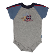 Body gris con mangas azules bordado beisbol