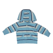 Campera con capucha celeste a rayas