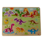 Puzzle dinosaurios con figuras de madera