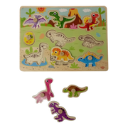 Puzzle dinosaurios con figuras de madera